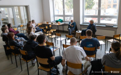 2026-03-12 Kawka z Profesorem na Wydziale Architektury PB fot. Aleksandra Kamińska PB