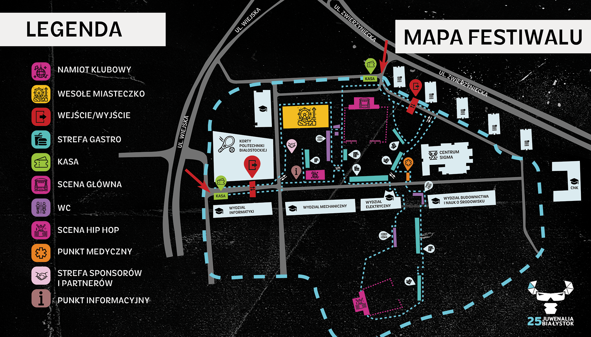 Mapa terenu Juwenaliów Białystok 2025