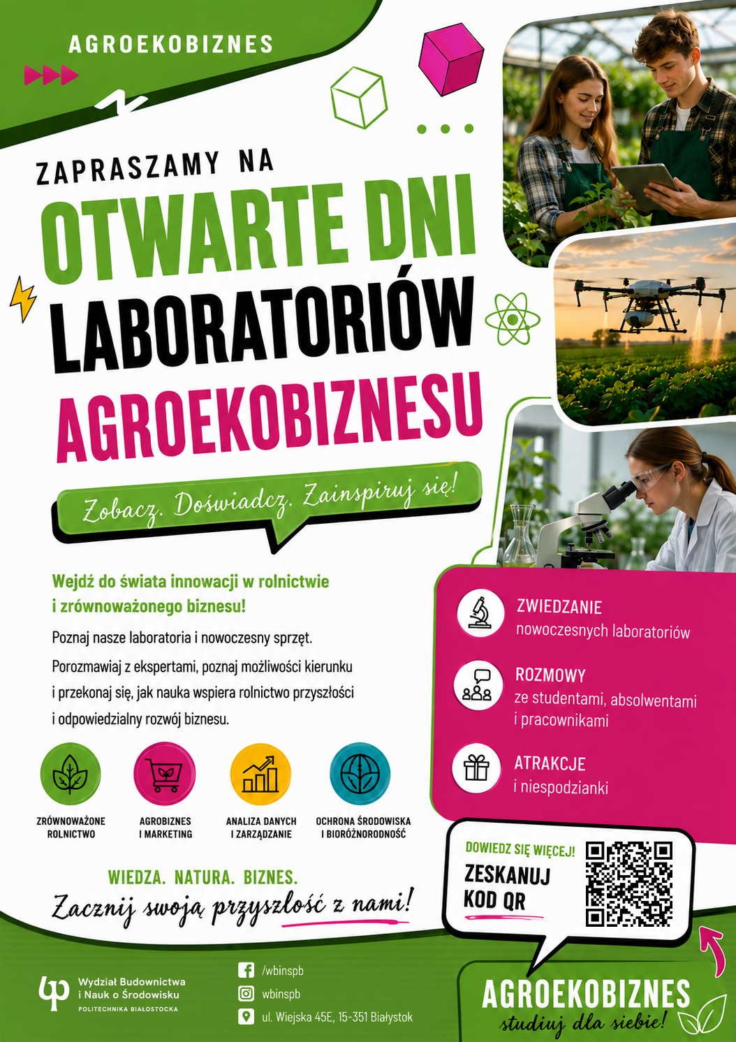 plakat: Dni Otwarte Laboratoriów Agroekobiznesu