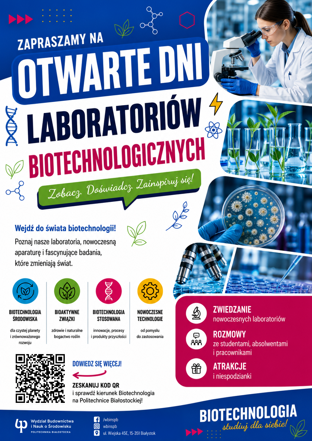 plakat: Dni Otwarte Laboratoriów Biotechnologicznych