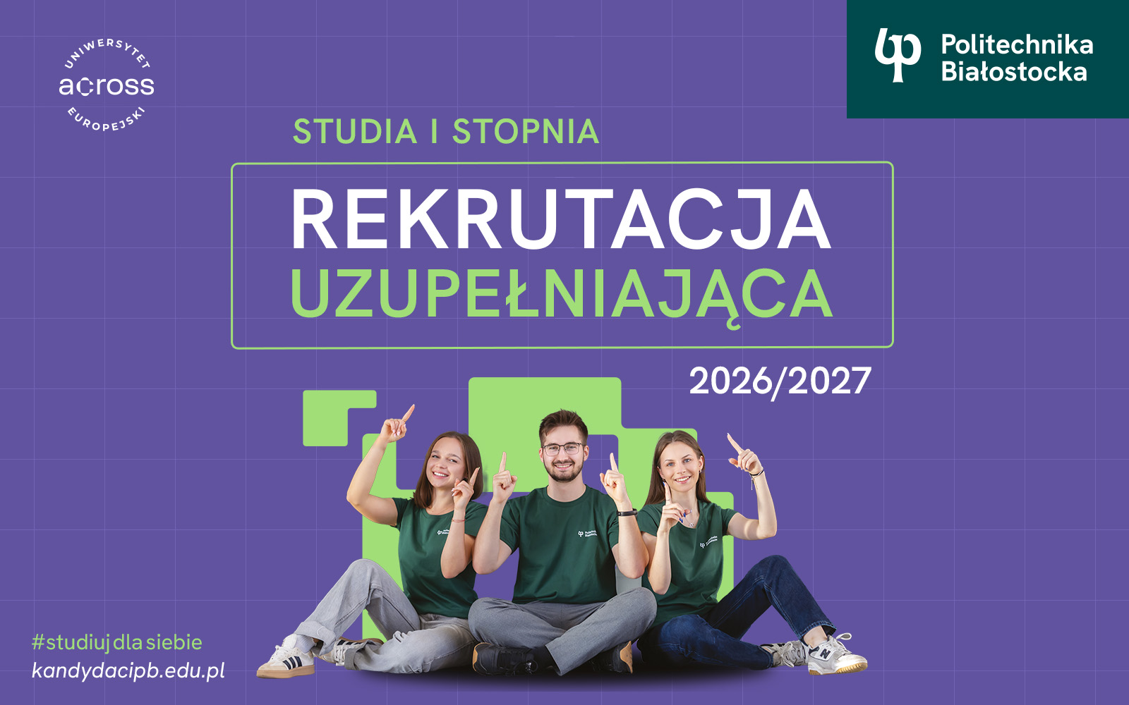 2026-08-rekrutacja-UZUP-I-Stopnia-www grafika ze studentami i informacje dotyczącymi rekrutacji na studia I stopnia