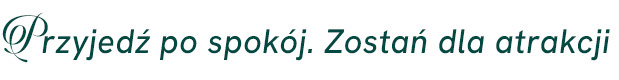 Belka graficzna z napisem Przyjedź po spokój. Zostań dla atrakcji